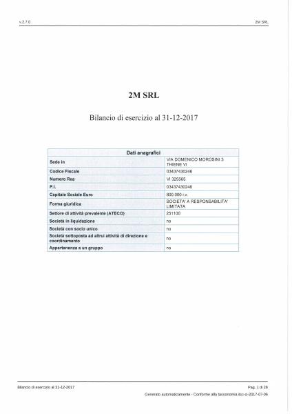 Bilancio 2M Srl - 2017